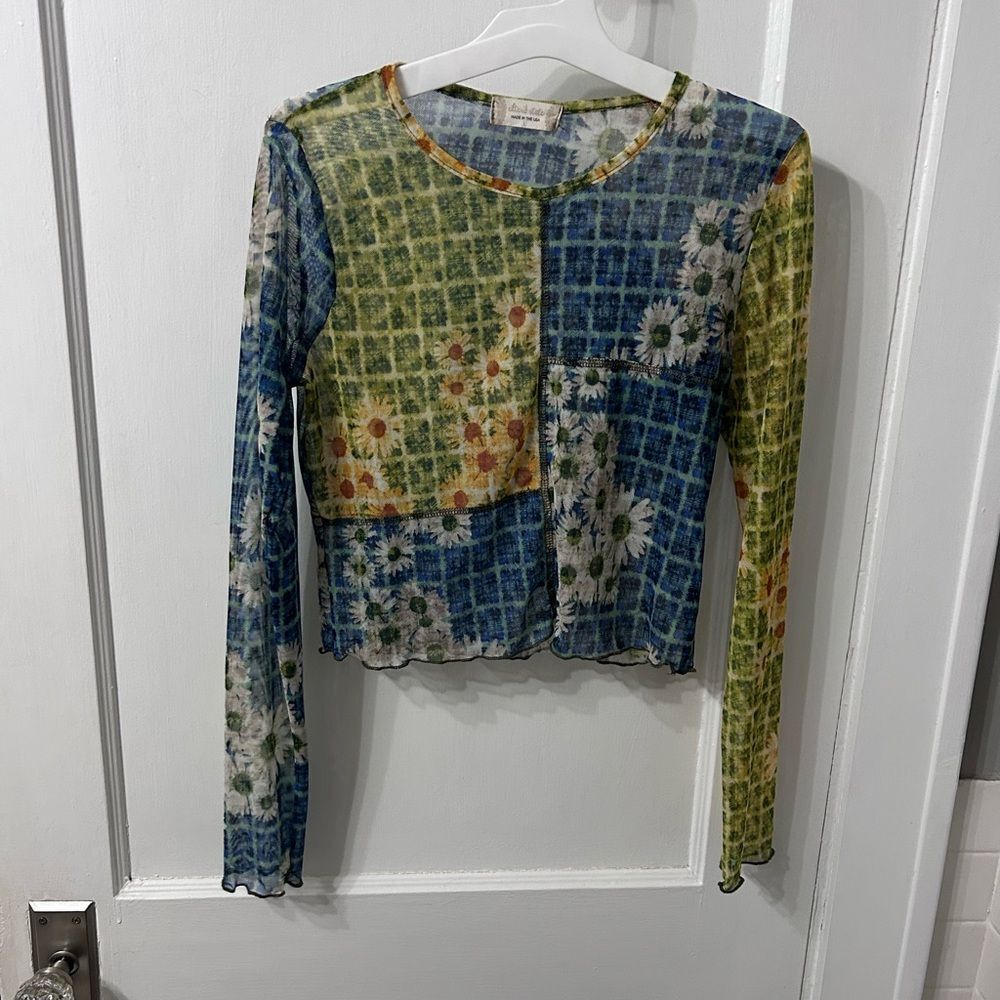 Altar'd State Multicolor Floral Sheer Shirt